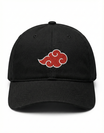 Black Embroidered Red Cloud Baseball Cap – Premium Streetwear Style