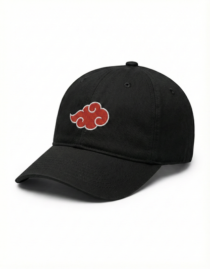 Black Embroidered Red Cloud Baseball Cap – Premium Streetwear Style