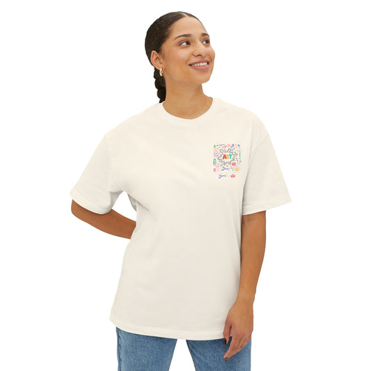 Art Supplies Graphic Tee — 'ART' Colorful Doodle Oversized T-Shirt