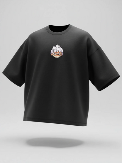 Black Oversized Unisex T-Shirt with Anime Graphic Print